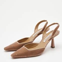 مملوكة مسبقًا Aquazzura Beige Velvet Pointed Toe Slingback Pumps Size 37