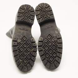 Pre Owned Aquazzura Black Leather Saint Honore Combat Boots Size 40