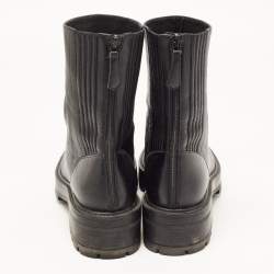 Pre Owned Aquazzura Black Leather Saint Honore Combat Boots Size 40
