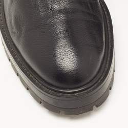 Pre Owned Aquazzura Black Leather Saint Honore Combat Boots Size 40