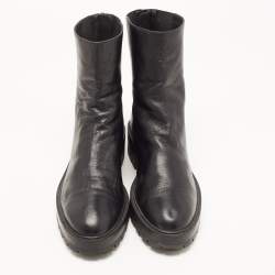 Pre Owned Aquazzura Black Leather Saint Honore Combat Boots Size 40