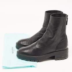 Pre Owned Aquazzura Black Leather Saint Honore Combat Boots Size 40