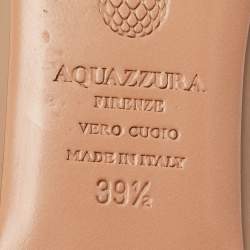 Pre Owned Aquazzura Beige Leather Christy Tie Up Pointed Toe Ballet Flats Size 39.5