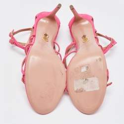 Pre Owned Aquazzura Pink Suede Super Model Sandals Size 41