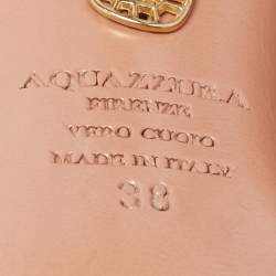 Pre Owned Aquazzura Beige Leather Tango Curvy Lace Up Sandals Size 38