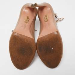 Pre Owned Aquazzura Beige Leather Tango Curvy Lace Up Sandals Size 38