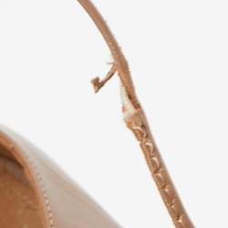 Pre Owned Aquazzura Beige Leather Tango Curvy Lace Up Sandals Size 38