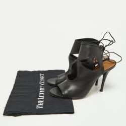 Pre Owned Aquazzura Black Leather Sexy Thing Sandals Size 39.5