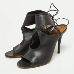 Pre Owned Aquazzura Black Leather Sexy Thing Sandals Size 39.5