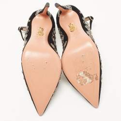 Pre Owned Aquazzura Black Suede Embroidered Jaipur Pumps Size 37