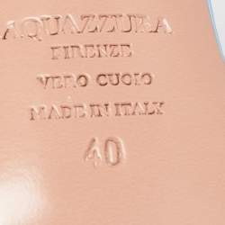 Pre Owned Aquazzura Metallic Blue Leather Perfect Kiss Sandals Size 40