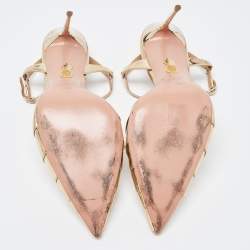 Pre Owned Aquazzura Gold Leather Panthere Pumps Size 41.5