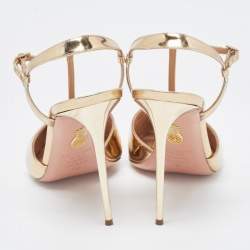 Pre Owned Aquazzura Gold Leather Panthere Pumps Size 41.5