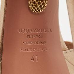 Pre Owned Aquazzura Metallic Leather Knotted Ankle Strap Platform Sandals Size 41