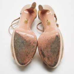 Pre Owned Aquazzura Metallic Leather Knotted Ankle Strap Platform Sandals Size 41