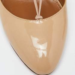 Pre Owned Aquazzura Beige Patent Leather Alexa Block Heel Pumps Size 39