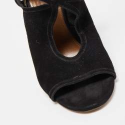 Pre Owned Aquazzura Black Suede Tie Up Strap Sandals Size 37