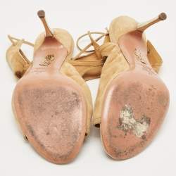 Pre Owned Aquazzura Beige Suede Sexy Thing Sandals Size 37