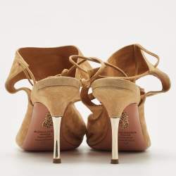 Pre Owned Aquazzura Beige Suede Sexy Thing Sandals Size 37