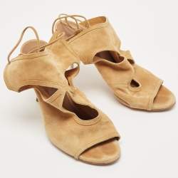 Pre Owned Aquazzura Beige Suede Sexy Thing Sandals Size 37