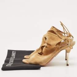 Pre Owned Aquazzura Beige Suede Sexy Thing Sandals Size 37