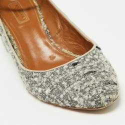 Aquazzura Grey Tweed and Leather Block Heel Pumps Size 40