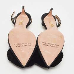 Pre Owned Aquazzura Black Suede Powder Puff Slingback Pumps Size 39