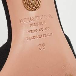 Pre Owned Aquazzura Black Suede Powder Puff Slingback Pumps Size 39