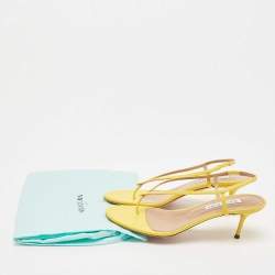 Pre Owned Aquazzura Yellow Leather Slingback Sandals Size 38