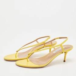 Pre Owned Aquazzura Yellow Leather Slingback Sandals Size 38