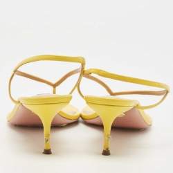 Pre Owned Aquazzura Yellow Leather Slingback Sandals Size 38