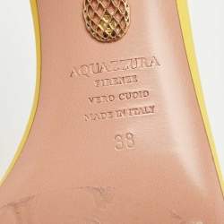 Pre Owned Aquazzura Yellow Leather Slingback Sandals Size 38
