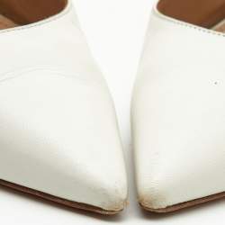 Pre Owned  Aquazzura White Leather Bow Tie Pumps Size 37 