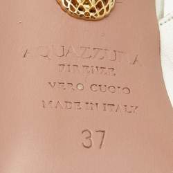 Pre Owned  Aquazzura White Leather Bow Tie Pumps Size 37 