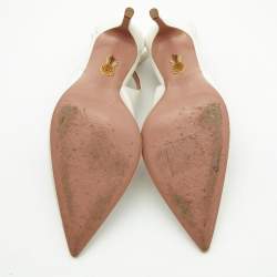 Pre Owned  Aquazzura White Leather Bow Tie Pumps Size 37 