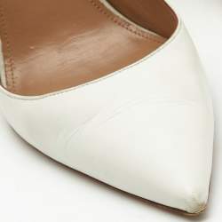 Pre Owned  Aquazzura White Leather Bow Tie Pumps Size 37 