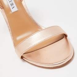 Pre Owned Aquazzura Rose Metallic Gold Leather Slingback Sandals Size 38