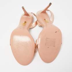 Pre Owned Aquazzura Rose Metallic Gold Leather Slingback Sandals Size 38