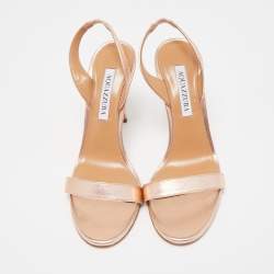 Pre Owned Aquazzura Rose Metallic Gold Leather Slingback Sandals Size 38