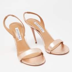 Pre Owned Aquazzura Rose Metallic Gold Leather Slingback Sandals Size 38