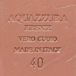 Pre Owned Aquazzura Green Velvet Powder Puff Pom Pom Flat Mules Size 40