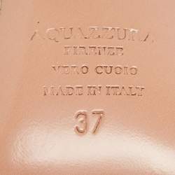 Pre Owned Aquazzura Metallic Gold Leather Embellished Ankle Strap Slingback Sandals Size 37