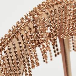 Pre Owned Aquazzura Metallic Gold Leather Embellished Ankle Strap Slingback Sandals Size 37