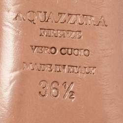 Pre Owned Aquazzura Two Tone Snakeskin Belgravia Ankle Tie Flats Size 36.5