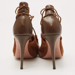Aquazzura Brown Suede Get Me Everywhere Sandals Size 38.5