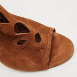 Aquazzura Brown Suede Get Me Everywhere Sandals Size 38.5
