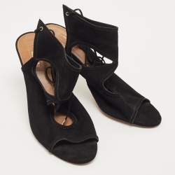 Aquazzura Black Suede Sexy Thing Sandals Size 42
