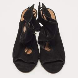 Aquazzura Black Suede Sexy Thing Sandals Size 42