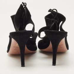 Aquazzura Black Suede Sexy Thing Sandals Size 42