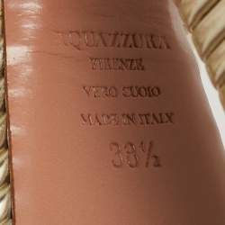 Pre Owned Aquazzura Metallic Gold Foil Leather Nathalie Platform Ankle Wrap Sandals Size 38.5